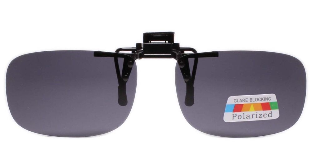 Polarized Gray Lens Rectangle Rx Eyeglasses Clip On Flip Up Driving Sun Glasses